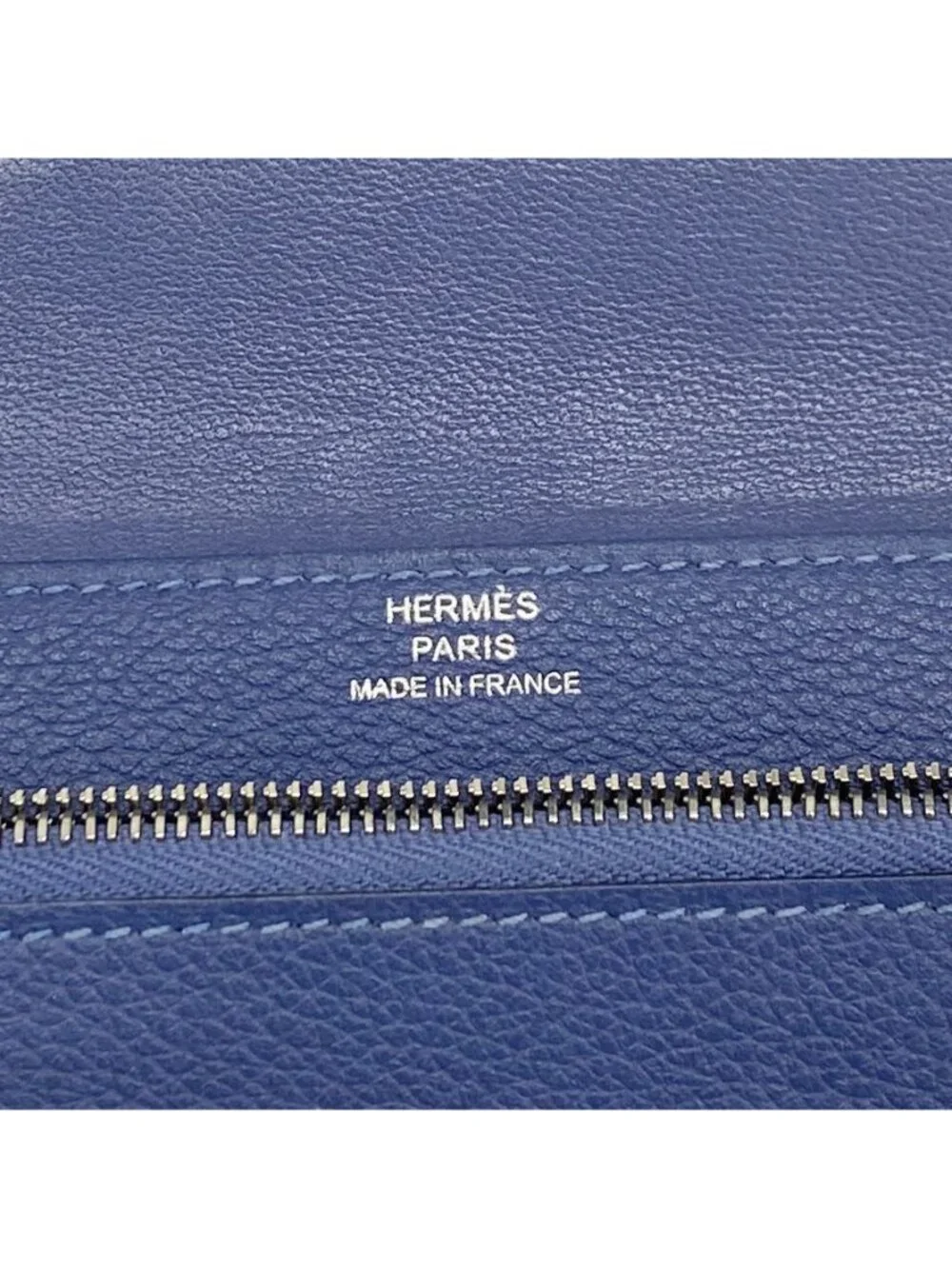 Hermes Coin Purse Dogon Compact Ever Color Blue Brighton Silver